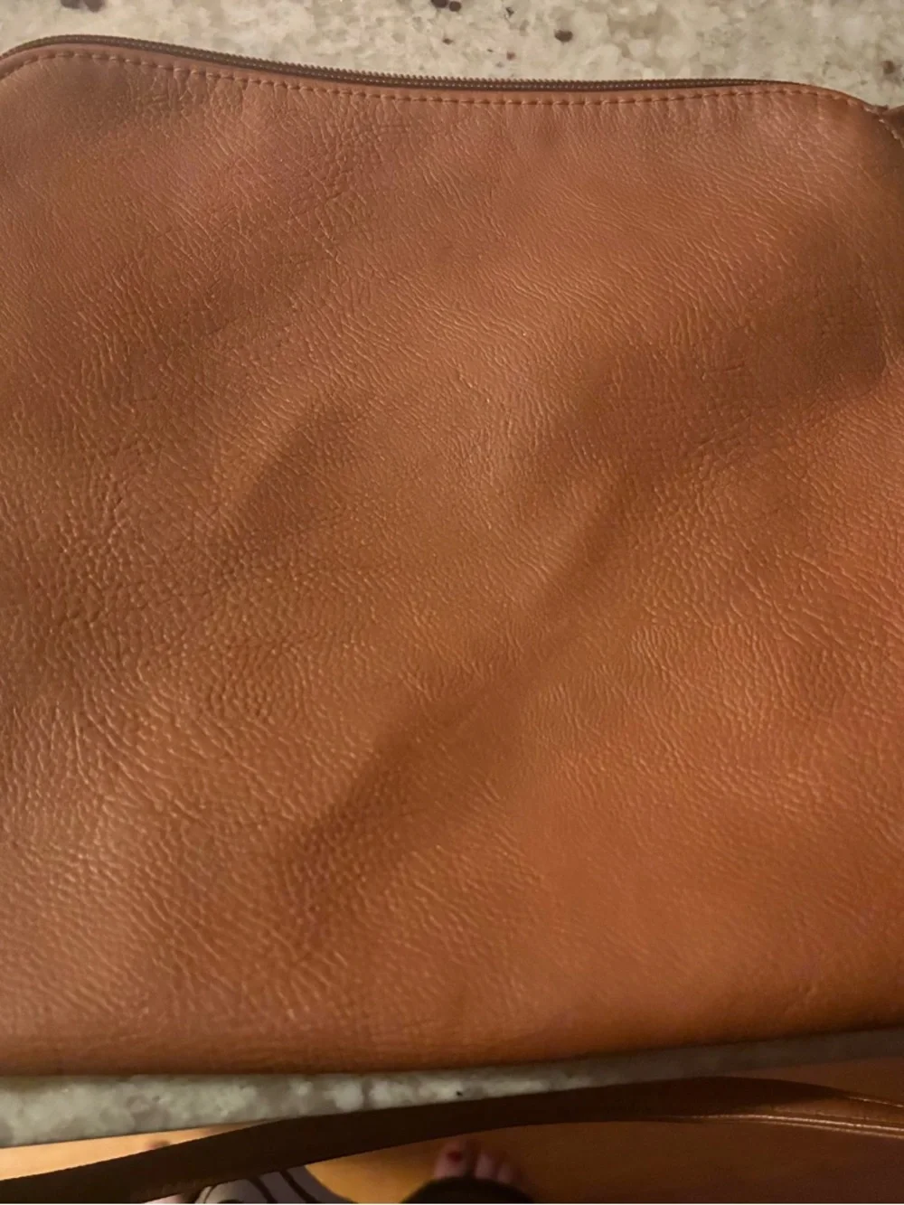 Cognac Crossbody Purse Tassel Detail Vegan Leather Bag